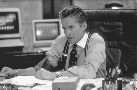 In the film Wall Street, Michael Douglas, playing the character of  Gordon Gecko, pronounced that greed is good. THE KOBAL COLLECTION20TH  CENTURY FOX. REPRODUCED BY PERMISSION.