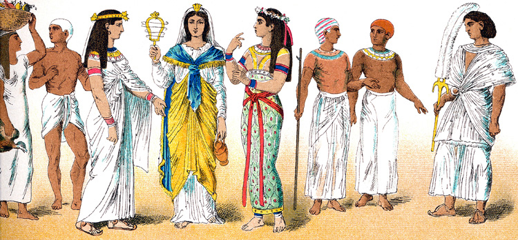 Ancient Egyptians in typical clothing.