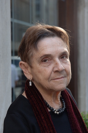 American poet, essayist, and feminist Adrienne Rich outside the Warwick Hotel on November 17, 2006, in New York City.