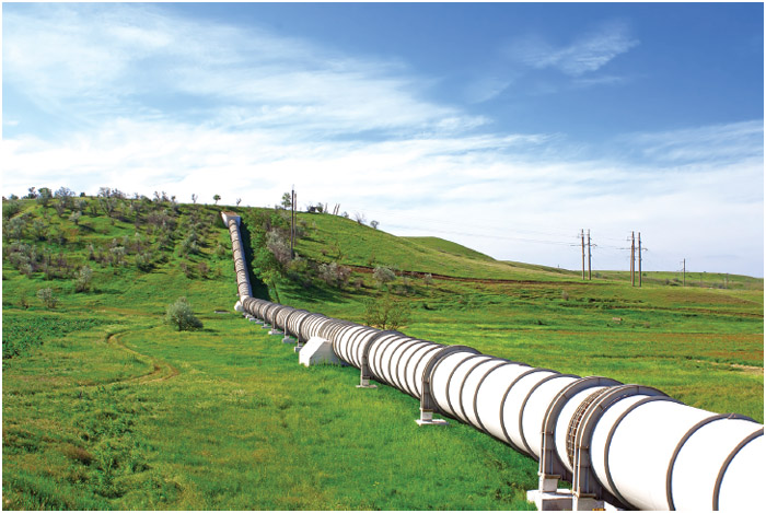 Natural gas is transported using pipeline networks that allow faster transport from production areas to cities and towns.