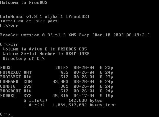The FreeDOS command line interface is based on the original DOS (disk operating system) command line interface to provide individuals with an alternative to the more prevalent graphical user interface available with most operating systems.