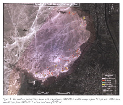 Satellite evidence of archaeological site looting in Egypt 2002