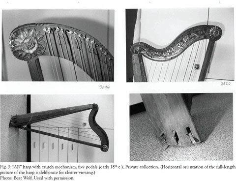 Harpe ancienne datant d'environ 1825, fabriquée par Brimmeyr à Paris