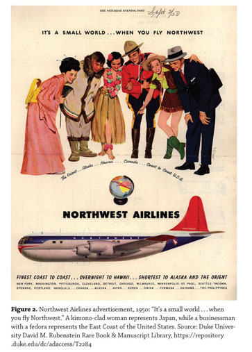 NORTHWEST ORIENT AIR MINI POSTER FRIDGE MAGNET vintage travel 1950s ALASKA 