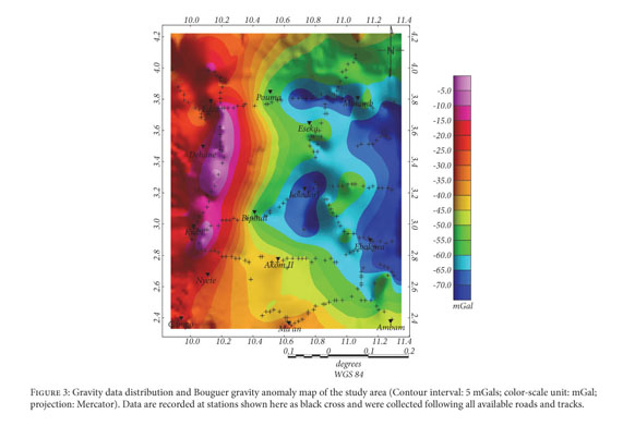 Gravity data distribution and Bouguer gravity anomaly map of the