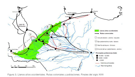 Mapa del sistema del río Cojedes. Para simplificar solo se muestran los