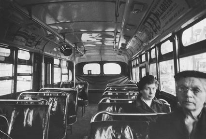 A nearly empty bus during the Montgomery bus boycott.