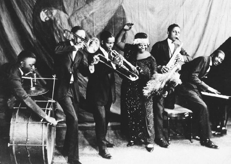 Gertrude Ma Rainey and her Georgia Jazz Band in Chicago, Illinois, 1923. Ma Rainey was one of the most successful early blues singers. ARCHIVE PHOTOS. REPRODUCED BY PERMISSION.