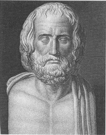 A bust of Euripides