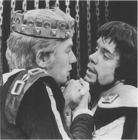 A London production of Marlowes play, depicting King Edward (Ian McKellan) with the object of his affection, Piers de Gaveston