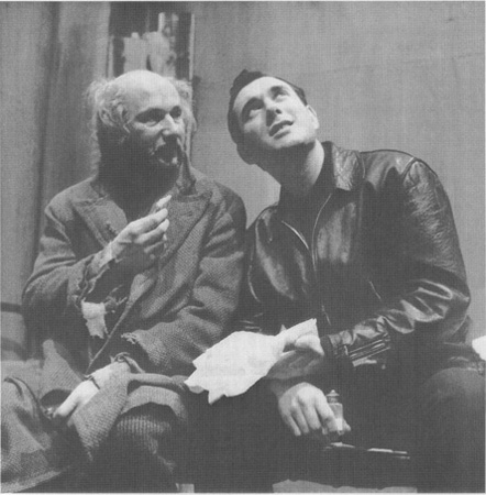 Davies (Donald Pleasance) and Mick (playwright Pinter) in a scene from The Caretaker