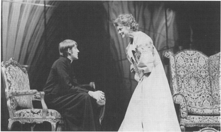 Actors David Warner and Irene Worth in a production of Tiny Alice
