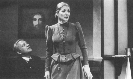 Simon Russell Beale (as Oswald Alving) pleading with Jane Lapotaire (as Mrs. Helen Alving) in a scene from the 1993 production of Ghosts, performed at Londons The Other Place Theatre