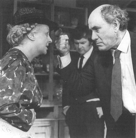Mary Chester as Mother, Tony Doyle as Charlie, and Eamon Kelly as Da in a scene from a production of Da