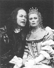 Michael Pennington and Elaine Page in a scene from the 1998 production of The Misanthrope at the Piccadilly Theatre in London, England