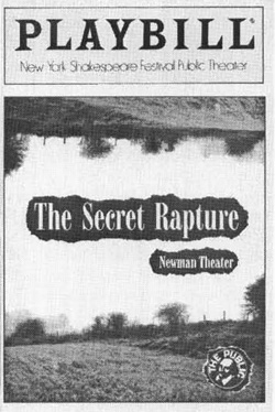 Playbill cover from the 1989 theatrical production of The Secret Rapture, written and directed by David Hare