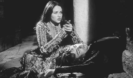 Olivia Hussey and Leonard Whiting in a 1968 film version of Romeo and Juliet