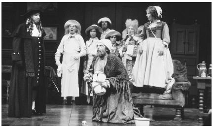 A scene from the 1981 stage production of The Hypochondriac, a translated version of the The Imaginary Invalid, performed at the Olivier Theatre in London