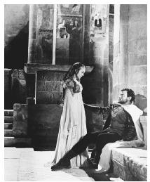 Orson Welles as Othello and Suzanne Cloutier as Desdemona in a scene from the 1952 film adaptation of Othello