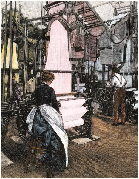 Women were in demand as workers in textile factories.