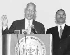 NAACP Chairman Julian Bond (l) and CEO Kweisi Mfume, 2002.  REUTERS/CORBIS