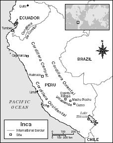 Map showing important sites in the Inca empire. Map by XNR Productions. The Gale Group.