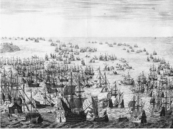 A 1679 illustration of the Spanish Armada