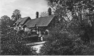 An 1896 image of Anne Hathaways Cottage in Stratford-upon-Avon