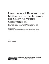 Handbook of Research on Methods and Techniques for Studying Virtual Communities, ed. , v. 