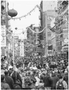 New Years lion dance parade on Mott Street in New Yorks Chinatown, 2002. The Cantonese have helped to develop the economies in both their adopted homelands and in China; today they provide 80 percent of overseas investment in their province of 