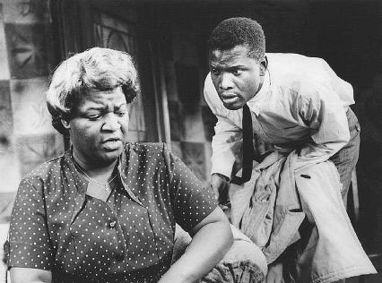 Sidney Poitier and Claudia McNiel in a stage production of A Raisin in the Sun