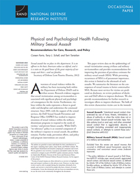 Physical and Psychological Health Following Military Sexual Assault, ed. , v. 