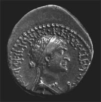 Silver denarius of Cleopatra VII