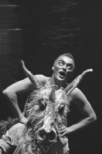 Dylan Brown as Puck and Lee Boardman as Bottom in Act III, scene I, at the Crucible Theatre, Sheffield, England, 2003