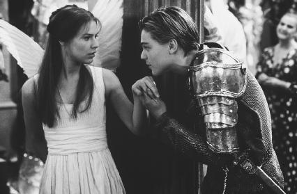 Still of Claire Danes and Leonardo DiCaprio from the 1996 movie Romeo and Juliet