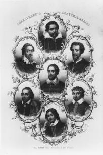 Shakespeares Contemporaries (clockwise from top): Ben Jonson, John Fletcher, Michael Drayton, James Shirley, Philip Massigner, Francis Beaumont, and Spenser (center)