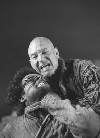 John Light as Caliban and Patrick Stewart as Prospero in Act I, scene ii at the Royal Shakespeare Theatre, 2006
