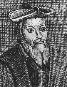This anonymous seventeenth century painting depicts Michel Nostradamus (15031556), French physician and astrologer. Nostradamus established a reputation as a doctor by producing remarkable cures for victims of the plague in the south of France.