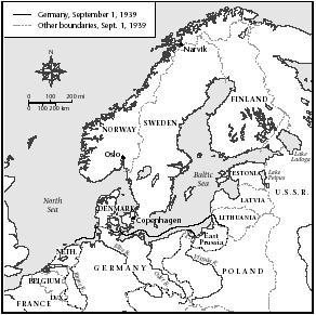 A map of Norway, Sweden, Finland, Denmark, and other countries in 1939. Reproduced by permission of the Gale Group.