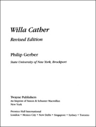 Willa Cather, Rev. ed., ed. , v. 