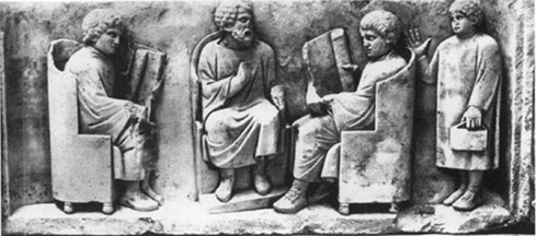 Teacher and students, from a late second century