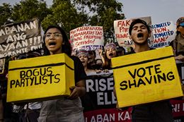 Demonstrators Protest Electoral Fraud after Midterm Elections in Philippines