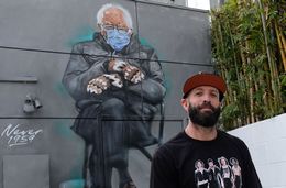 Artist Paints Mural of Bernie Sanders Wearing Outfit that Went Viral After President Biden's ...
