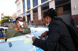 Voter Registration Day Event Held in Brooklyn, New York