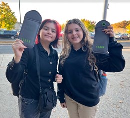 Springfield Central High School Students Pose with Phone Pouches