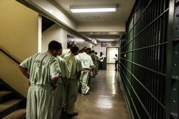 A Line Forms at the Men's Central Jail In California